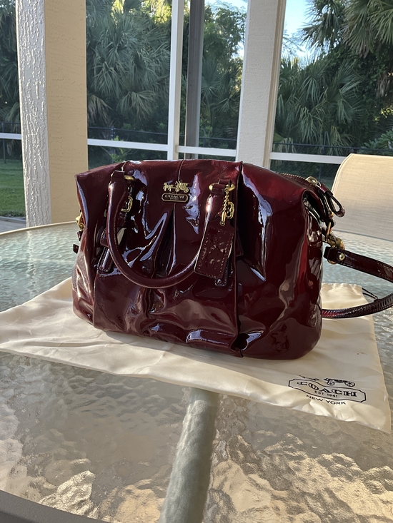 Coach Handbags - Coach Patent Leather Satchel Bag - Burgundy